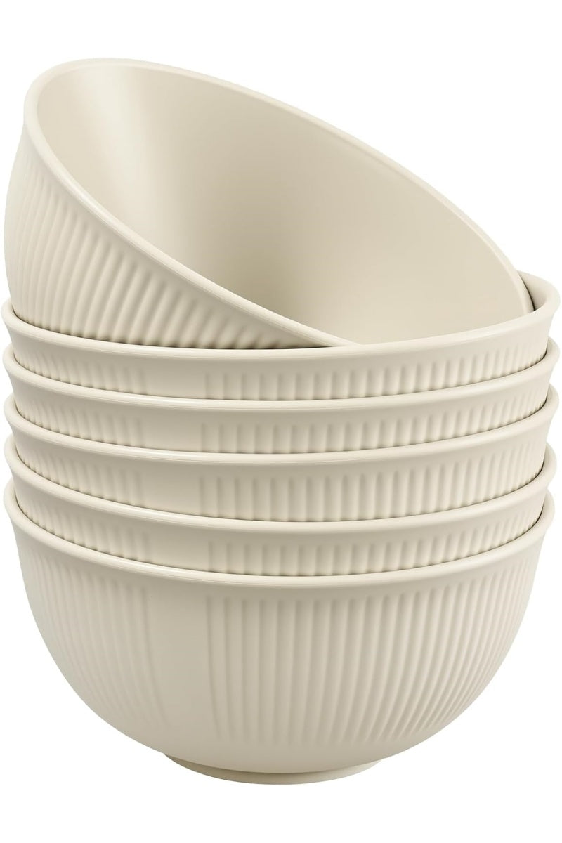 Set of 6 Plastic Cereal Bowls – Unbreakable, Lightweight Camping Bowls – Dishwasher & Microwave Safe, BPA-Free